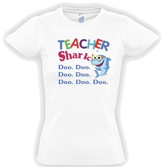 стильная футболка с надписью teacher shark do do