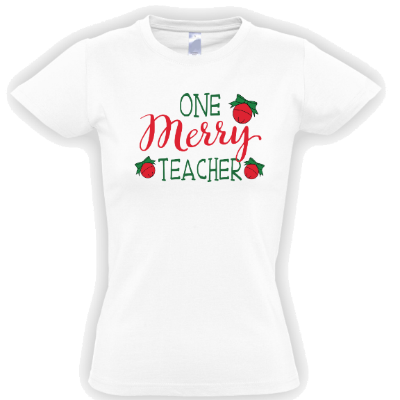 стильная футболка с надписью one merry teacher