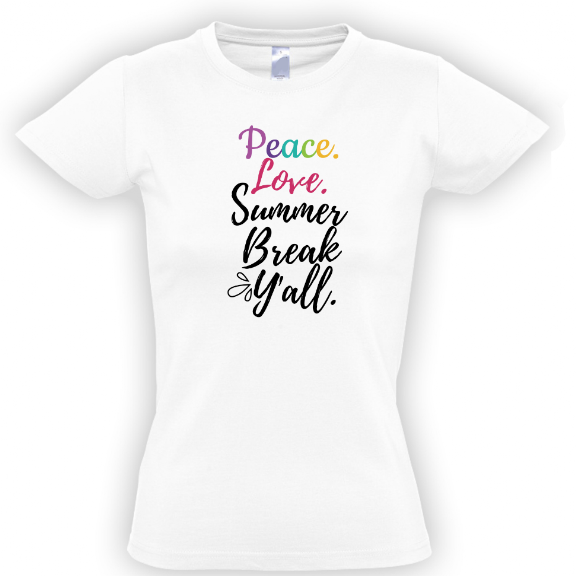 стильная футболка с надписью peace. love. summer break. y'all