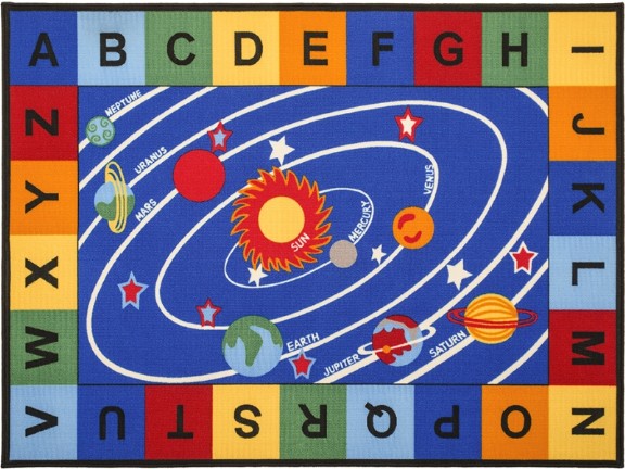 прямоугольный ковер с алфавитом и планетами