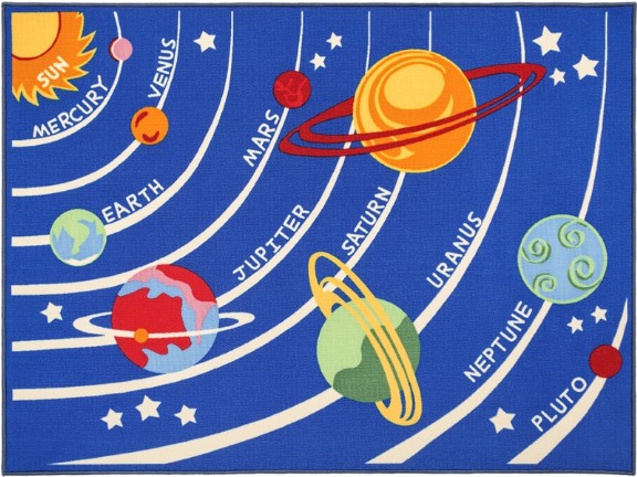 прямоугольный синий ковер с планетами солнечной системы