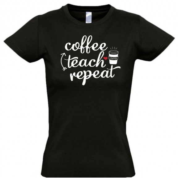 стильная футболка с надписью coffee teach repeat