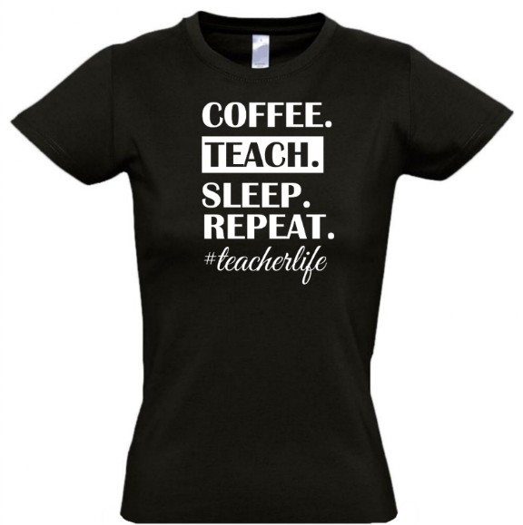 стильная футболка с надписью coffee teach sleep