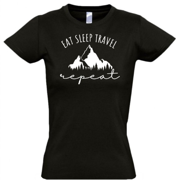 стильная футболка с надписью eat. sleep. travel.