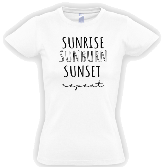 стильная футболка с надписью sunrise. sunburn. sunset.