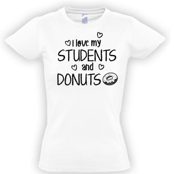 футболка с надписью i love my students and donuts